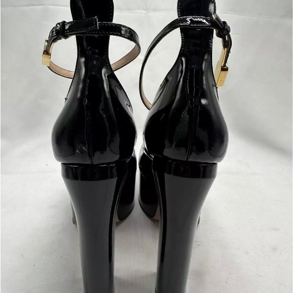 Valentino Rockstud Tan-go Black Patent Leather Ankle Strap Platform Heel Pump 41 - Picture 9 of 12